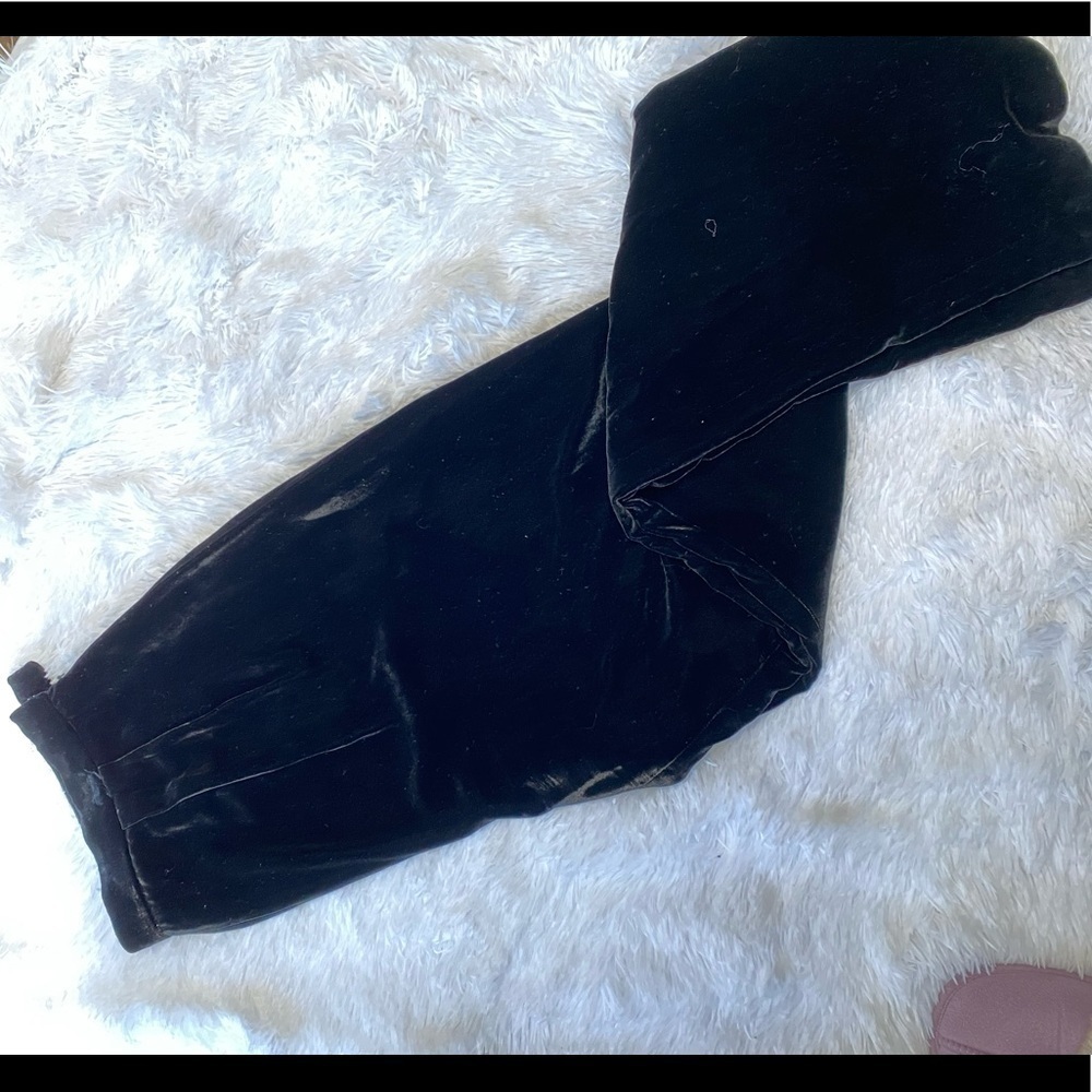 Tesori black velvet wide leg pants size 14